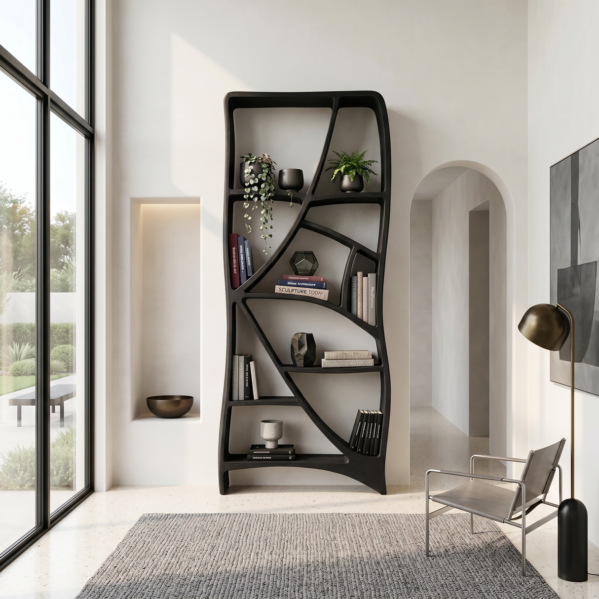 Minimalist Display Bookshelf For Cozy Lounge Corner