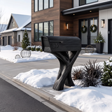 Modern Solid Wood Sculpture Mailbox For Patio Garden Yard Decor