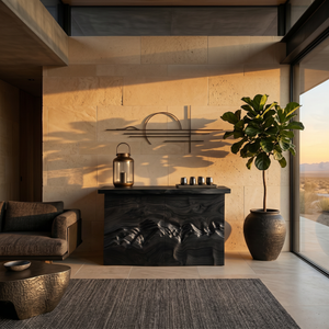 Minimalist Textured Edge Console Table For Studio Interior Design