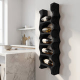Modern Sculptural Wooden Wine Rack For Kitchen Wall Display
