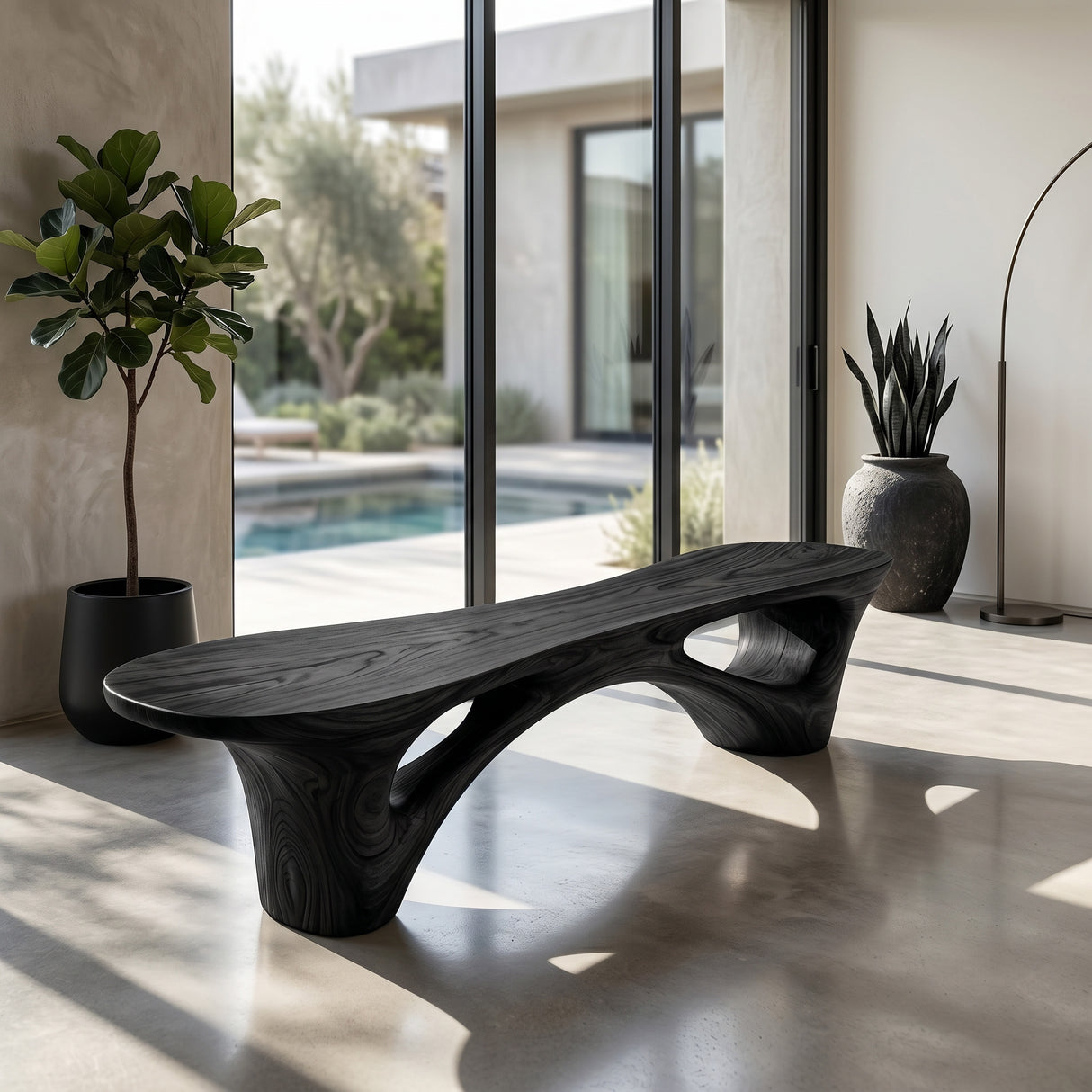 Organic Modern Wooden Bench For Outdoor Garden Patio