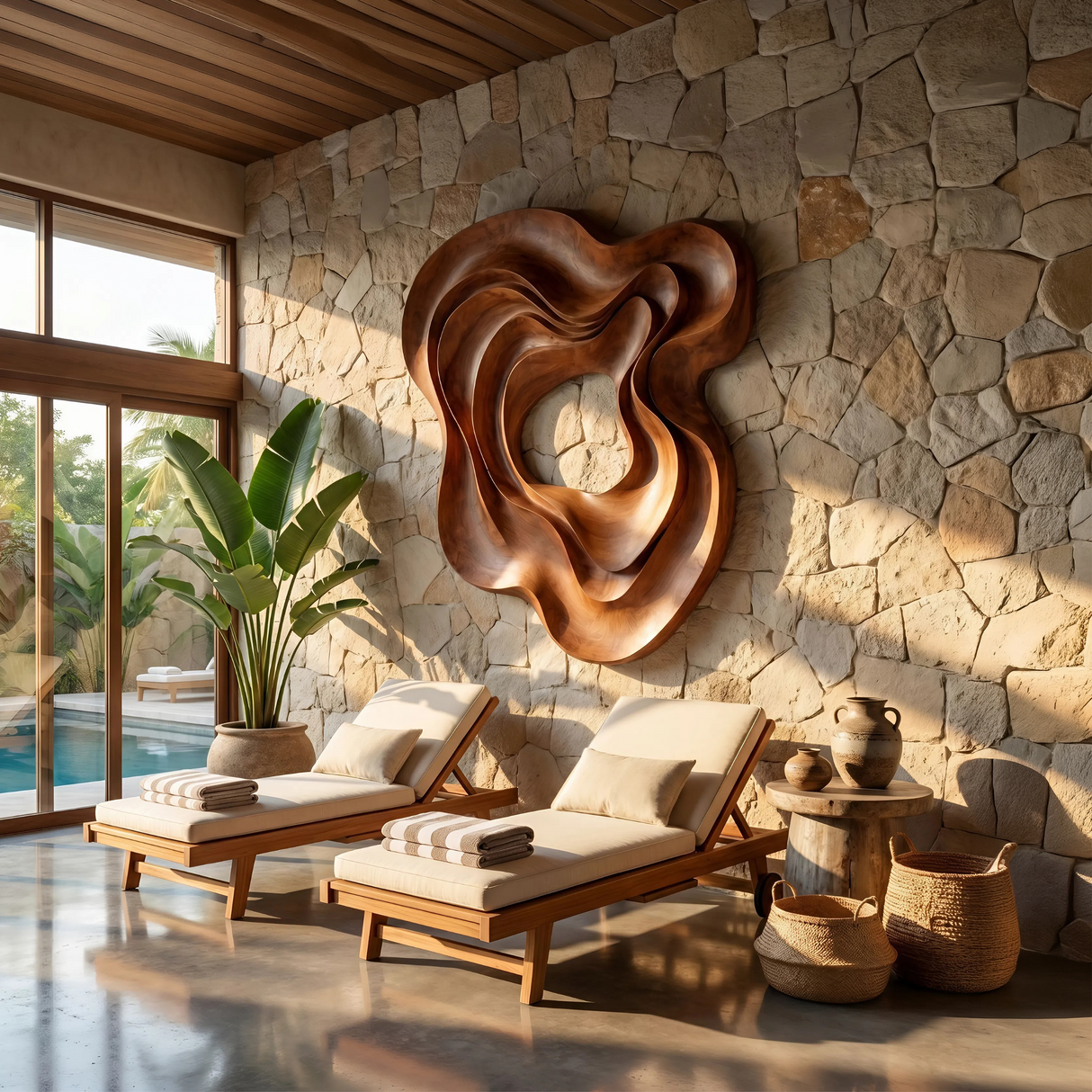 Scandinavian Abstract Wall Panel Decor For Entryway Area