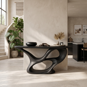 Organic Carved Console Table Contemporary Entryway