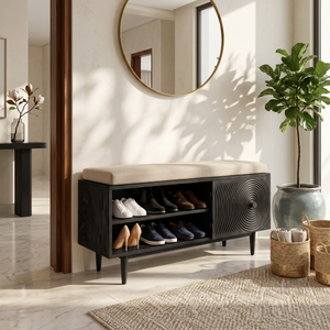 Mid Century Shoe Storage Cabinet For Hallway Living Placement