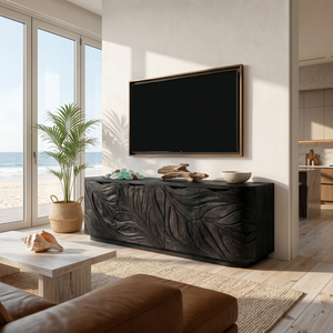 Contemporary Wooden Media Console For Urban Interior