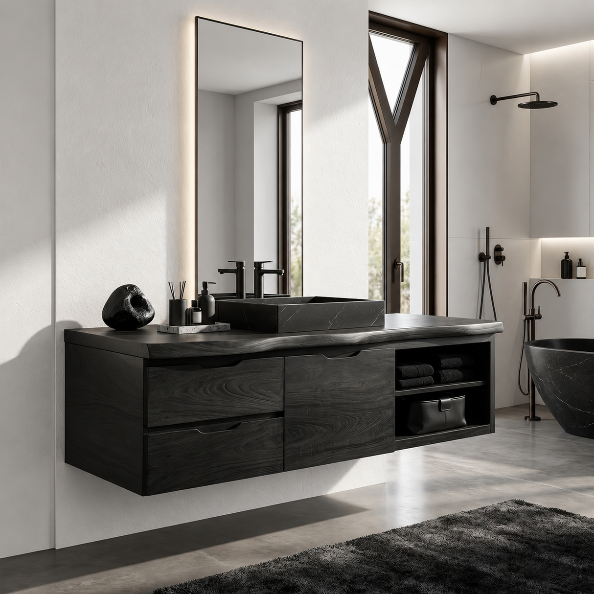 Japandi Wall Mounted Vanity Urban Loft Bathroom
