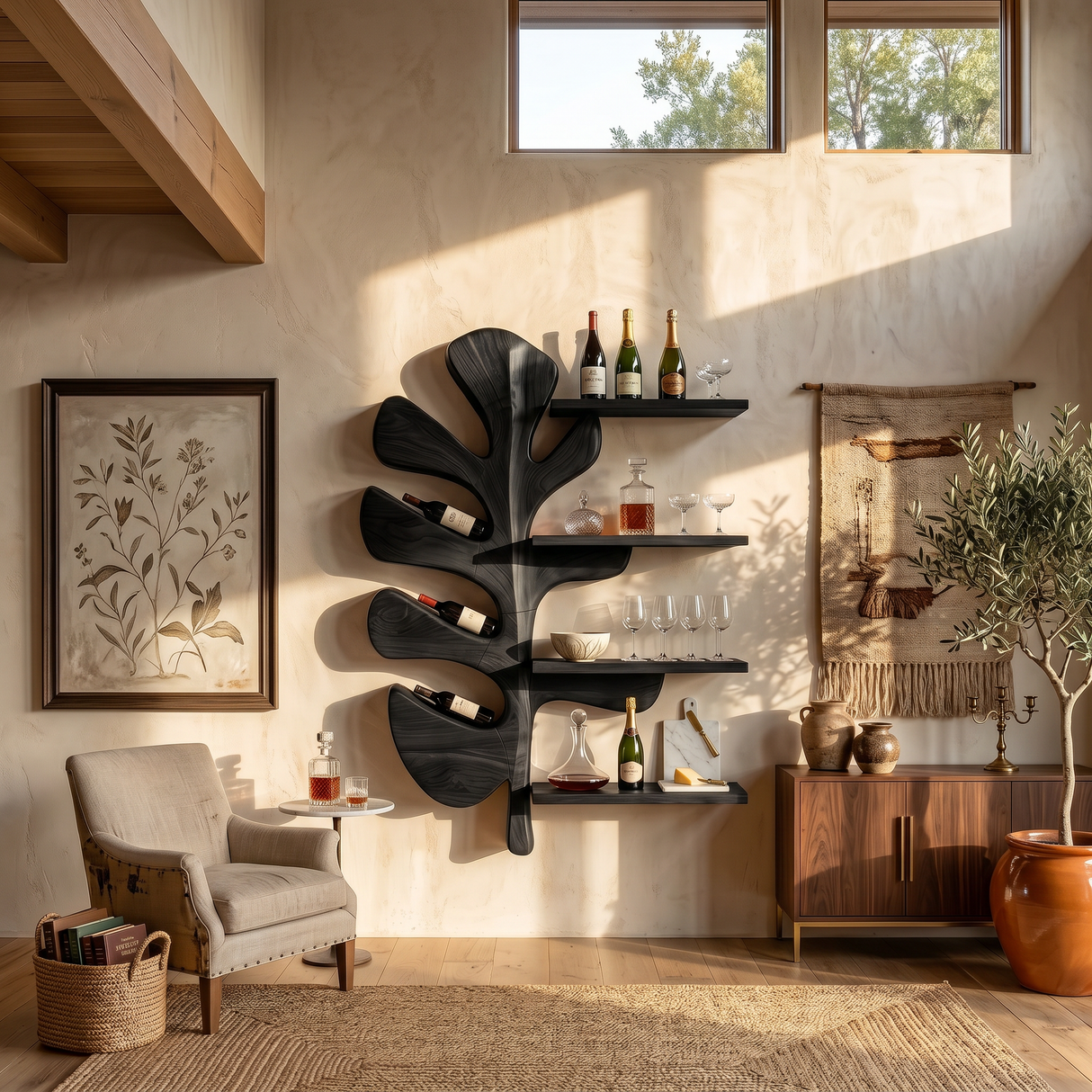 Modern Wall Wine Rack For Dining Room Bottle Accent Storage