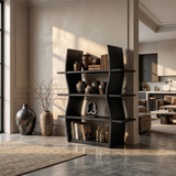 Elegant Wooden Storage Shelf In Wave Design