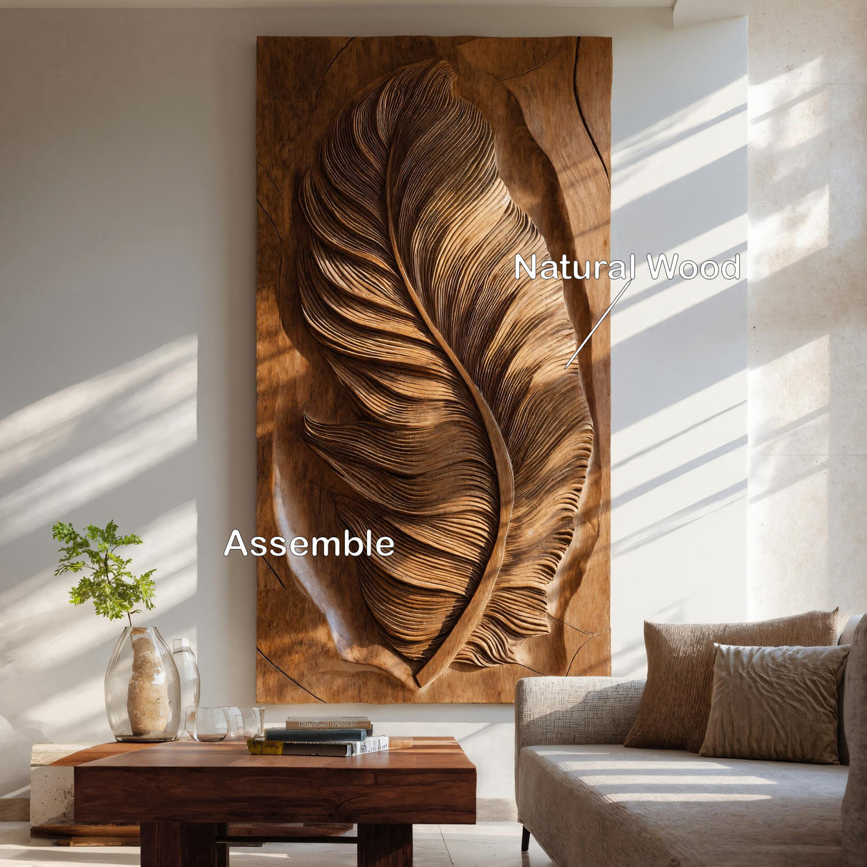 Luxury Organic Feather Wall Sculpture For Home