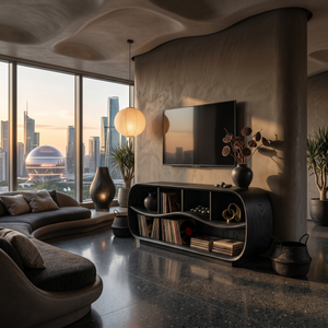 Contemporary Rounded TV Console For Open Living Space