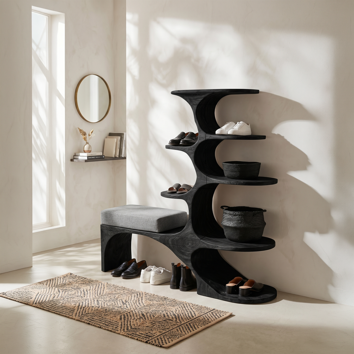 Minimalist Shoe Storage Shelf For Condo Entryway Storage Niche