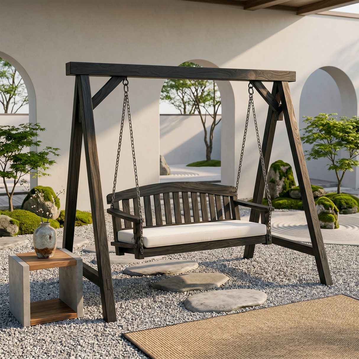 Modern Wooden Porch Swing Penthouse Living Space