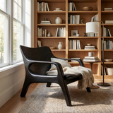 Modern Natural Wood Chair Curved Arm Design For Home