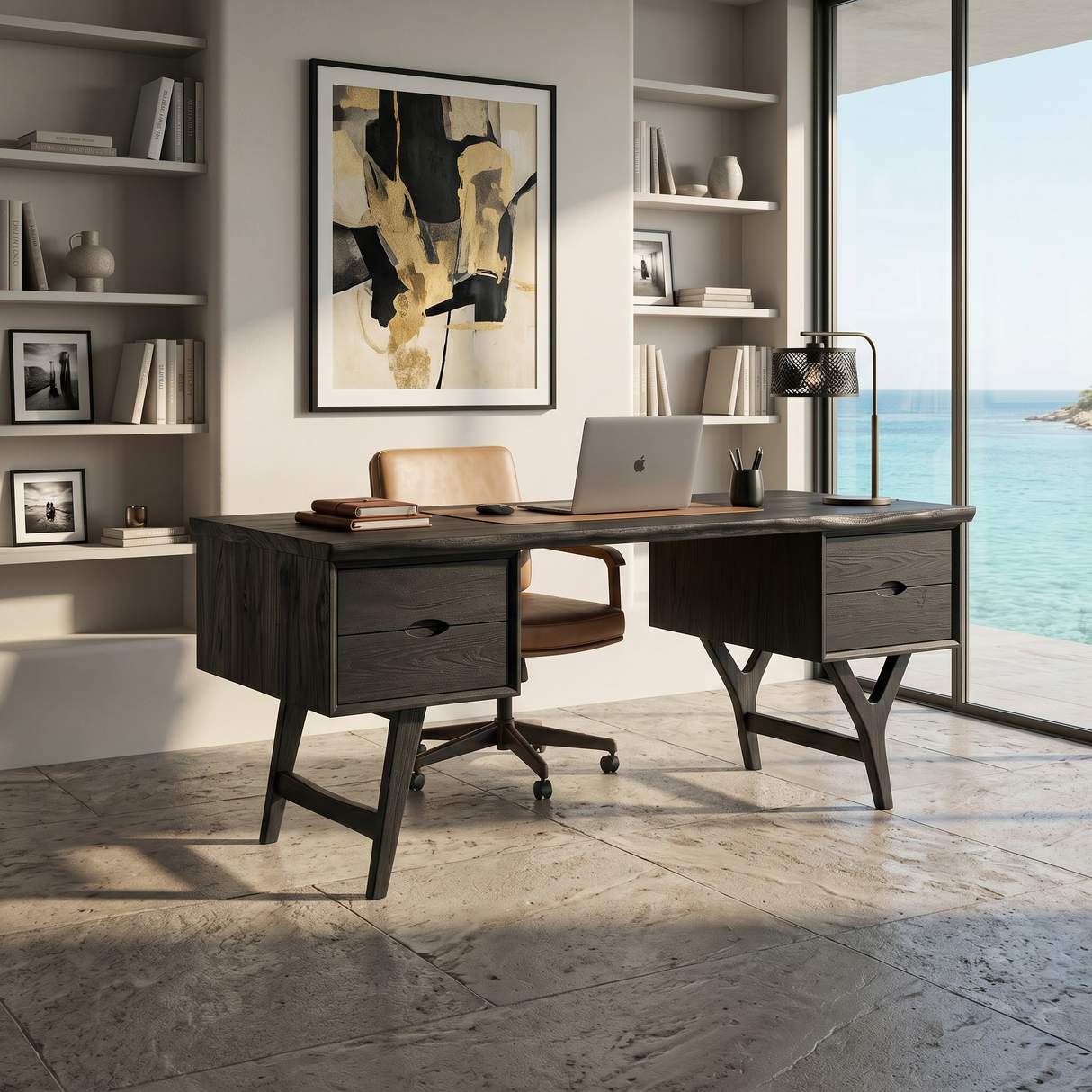 Mid Century Executive Desk Modern Workspace