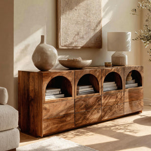 Arched Niche Wooden Sideboard For Living Room