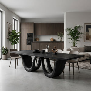 Contemporary Two Wavy Legs Dining Table For Dining Room