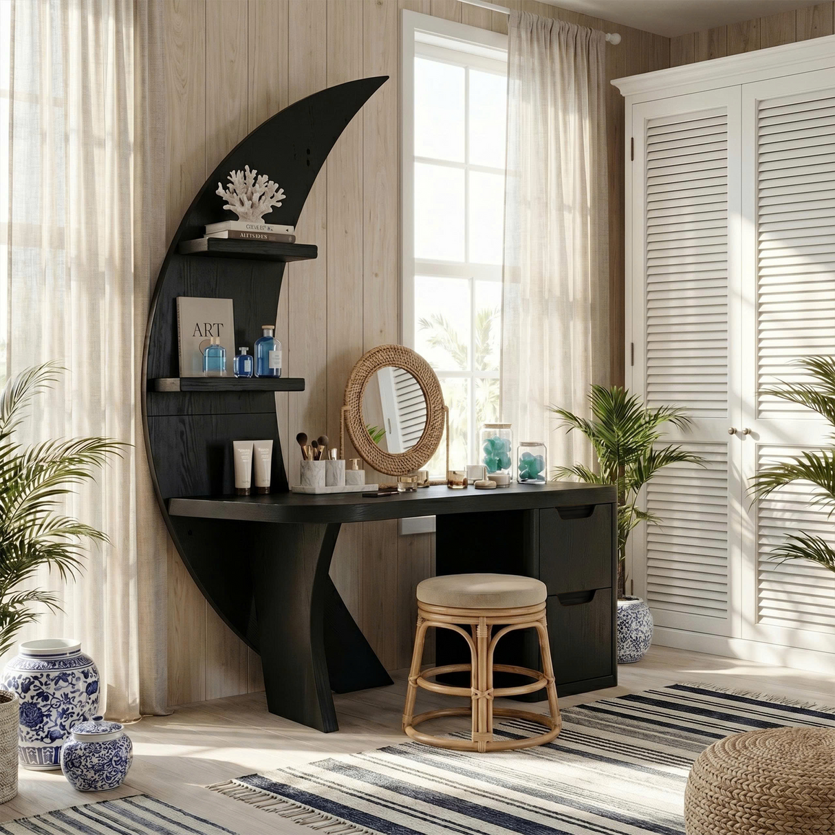 Scandinavian Vanity Desk Bedroom Walk In Closet Makeup Area