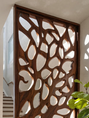 Modern Flowing Carved Divider For Living Room