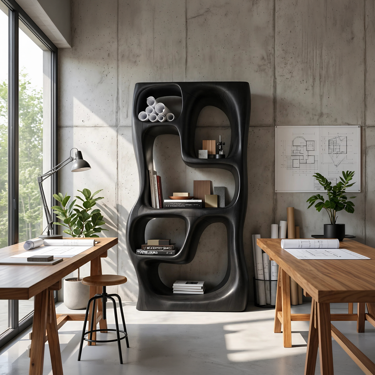 Modern Handcrafted Bookshelf Storage Organizer For Small Apartment