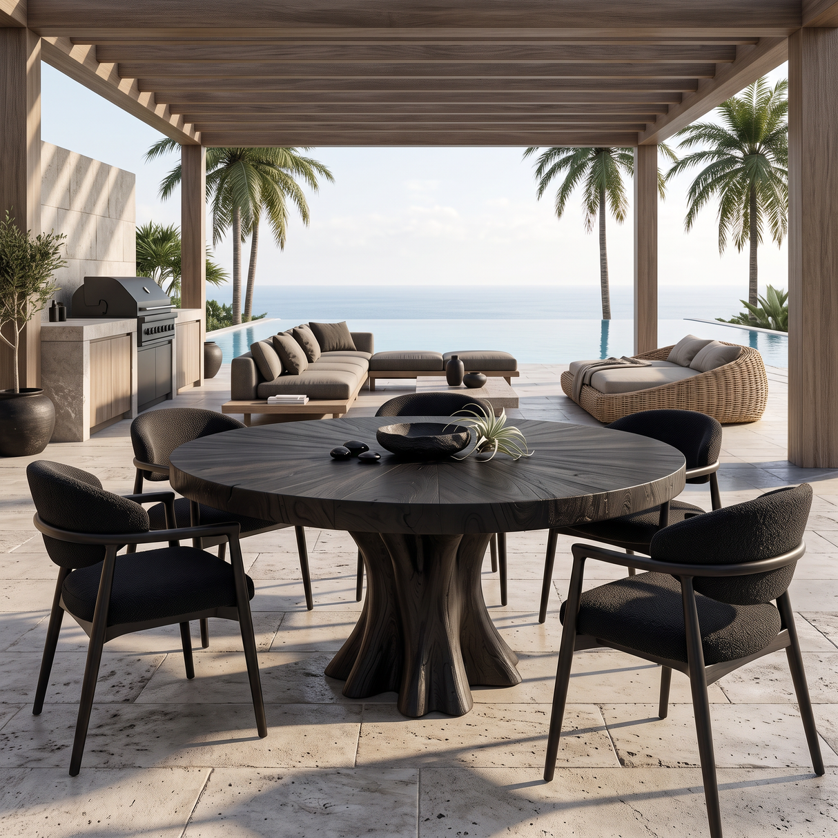 Modern Round Dining Table Organic Cluster Pedestal For Contemporary Kitchen