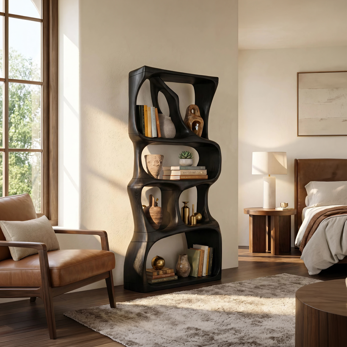 Scandinavian Handcrafted Bookshelf Storage Organizer For Home Office