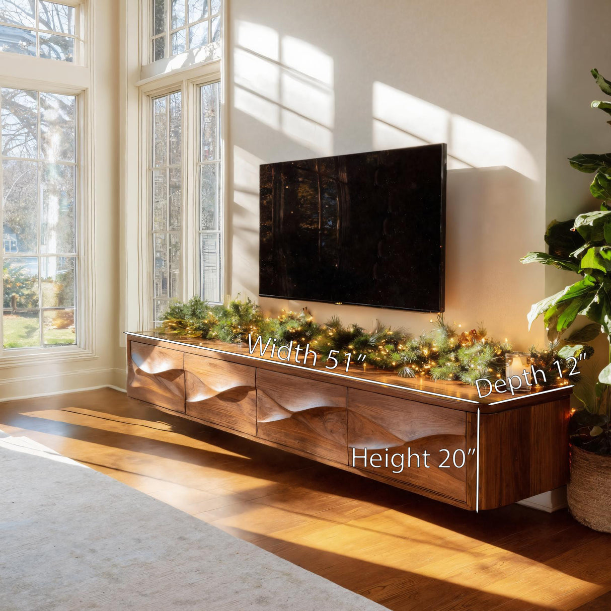 Modern Floating TV Console For Holiday Decor