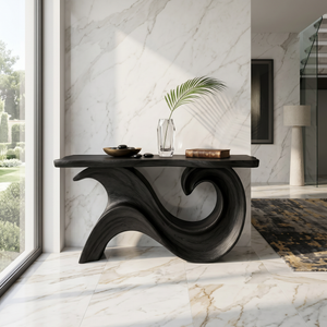 Sculptural Wood Entryway Table For Hallway Styling