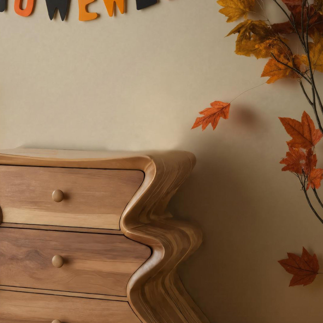 Modern Halloween Curved Wooden Drawer Chest For Bedroom Or Living Room