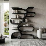Sculptural Wooden Bookcase For Modern Living Room Storage