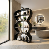 Contemporary Curved Bookshelf Living Room Display