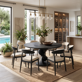 Modern Round Dining Table With Sculptural Spiral Pedestal For Kitchen