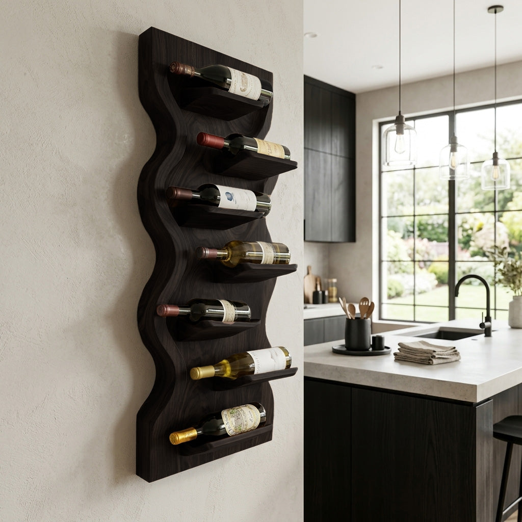 Contemporary Wooden Wine Rack For Dining Room Wall Storage