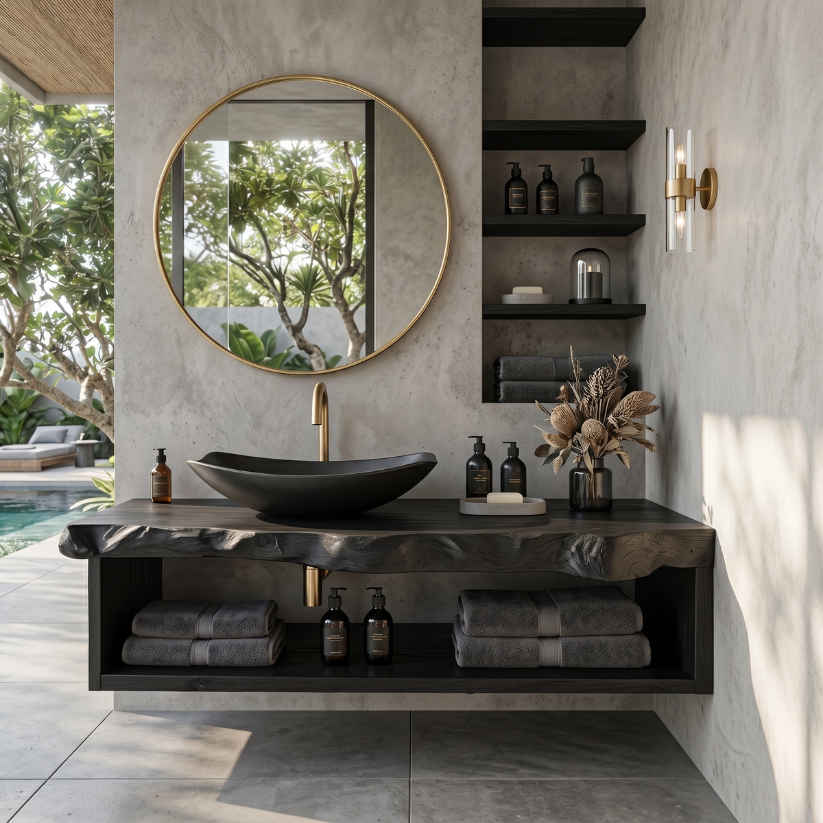 Rustic Solid Wood Vanity For Cozy Bathroom Furniture Decor