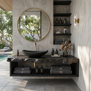 Rustic Solid Wood Vanity For Cozy Bathroom Furniture Decor