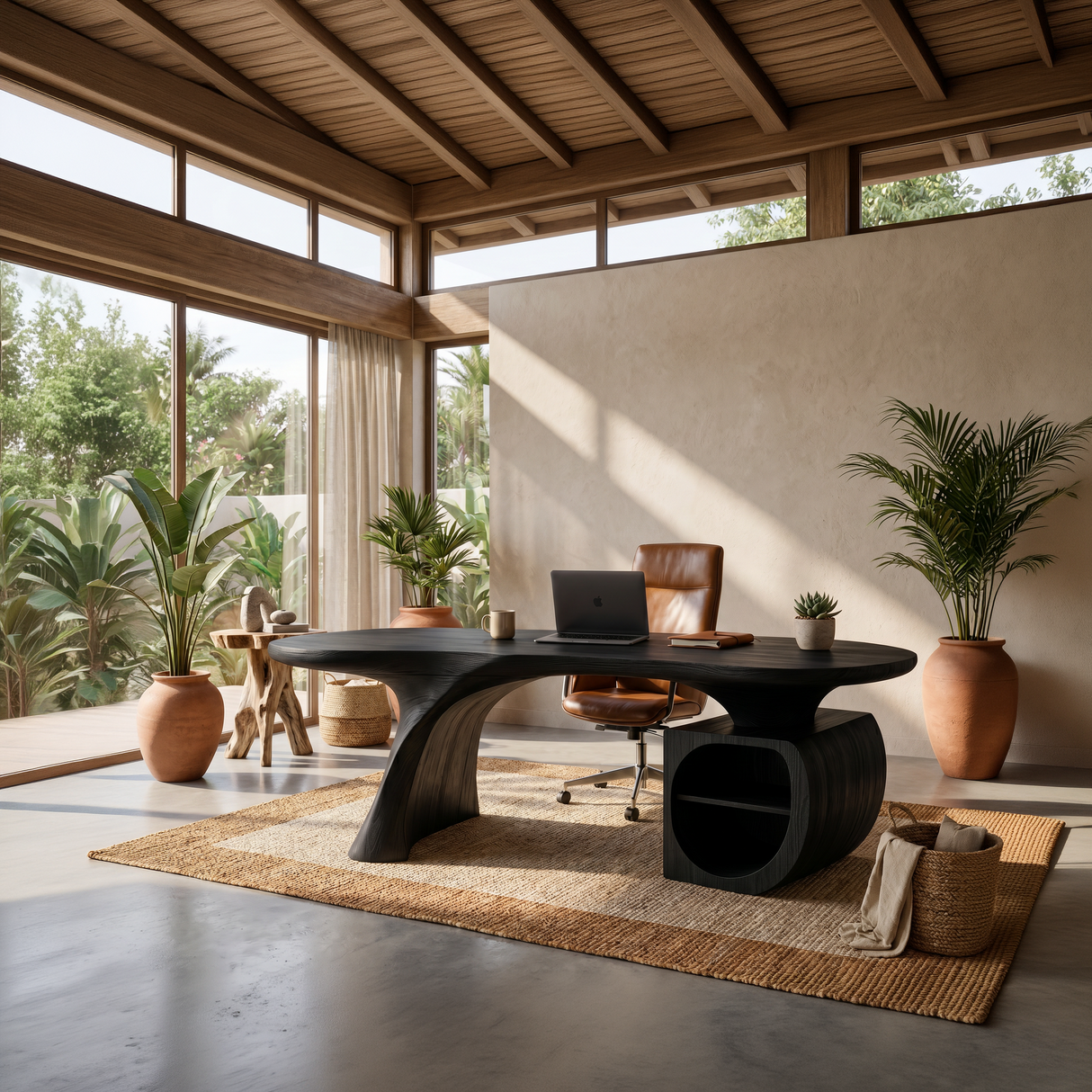 Minimalist Curved Desk For Small Workspace Area