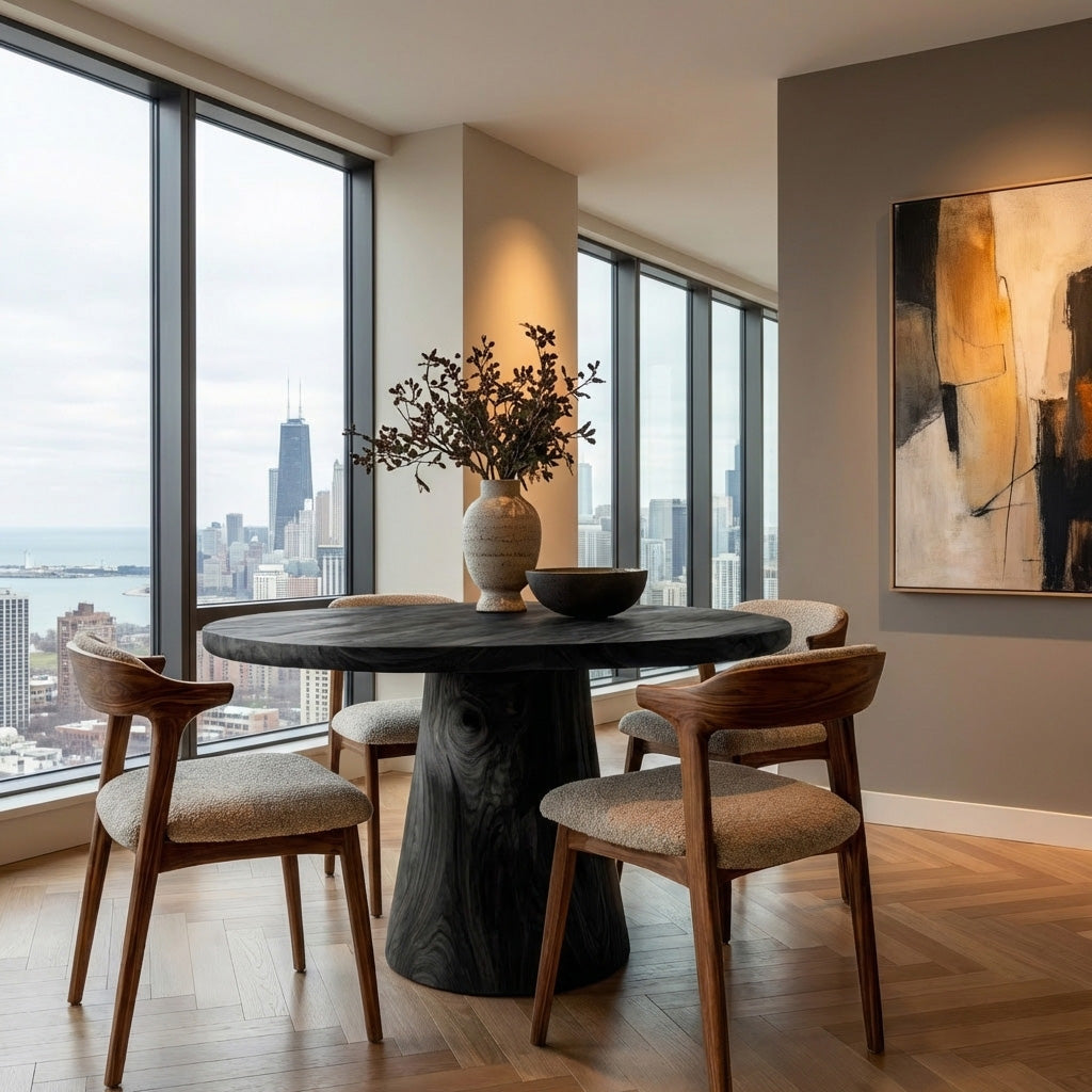 Minimalist Wooden Sculptural Dining Table For Dining Room