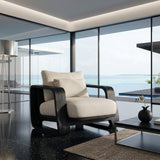 Organic Wooden Wide Armchair For Living Room