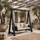 Organic Wood Swing With Backrest For Patio
