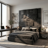 Modern Mosaic Wood Headboard For Luxury Tropical Bedroom Interior