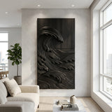 Japandi Style Carved Ocean Wood Wall Art For Home Interior