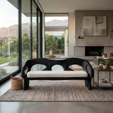Luxury Wooden Sofa Unique Curved Design For Living Room