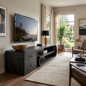 Wooden TV Console With Drawers For Living Room Setup