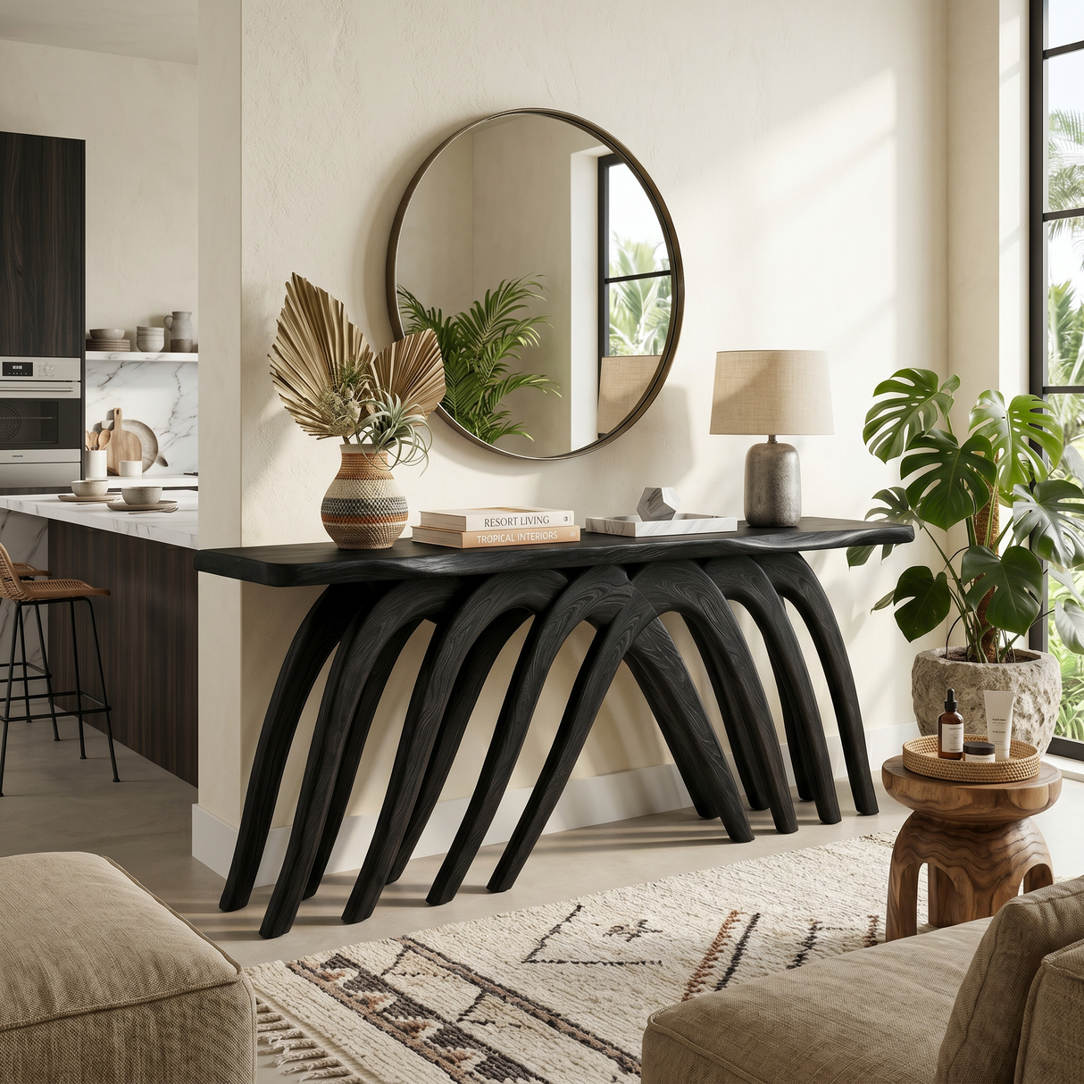 Modern Flowing Console Table Luxury Living Room