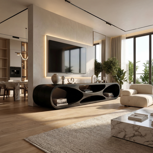 Scandinavian Rounded TV Stand For Media Space