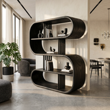 Elegant Curved Wooden Bathroom Shelf With Spa Inspired Design