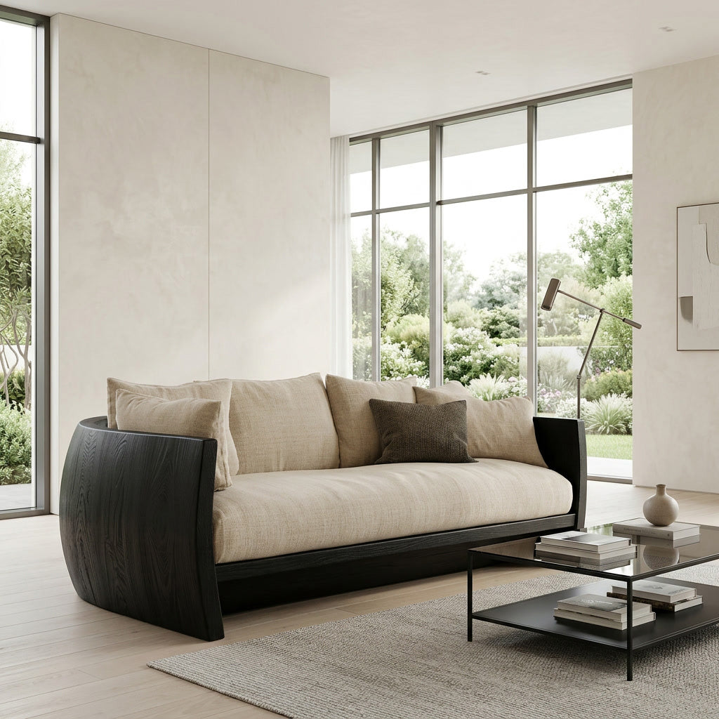 Minimalist Natural Wood Sofa For Living Room