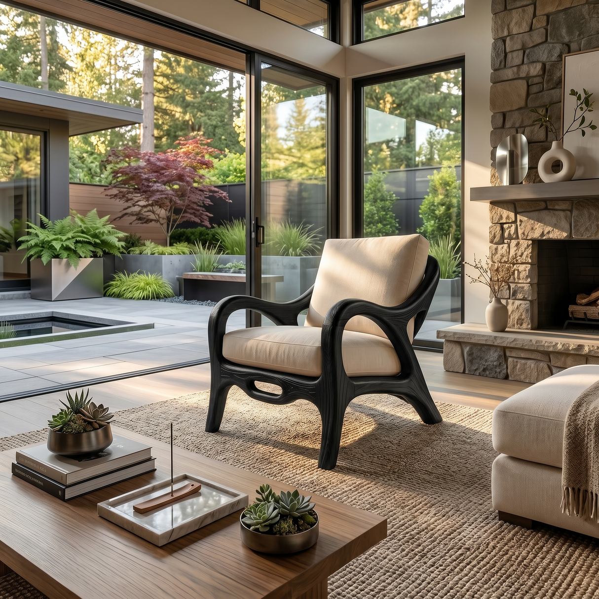 Organic Modern Sculptural Lounge Chair Luxury Living Room