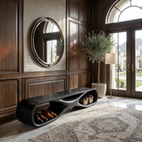 Artistic Wooden Bench With Organic Shape For Hallway