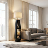 Minimalist Wooden Floor Lamp With Multiple Shelves For Living Decor