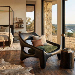 Contemporary Sculptural Wooden Chair For Outdoor Porch